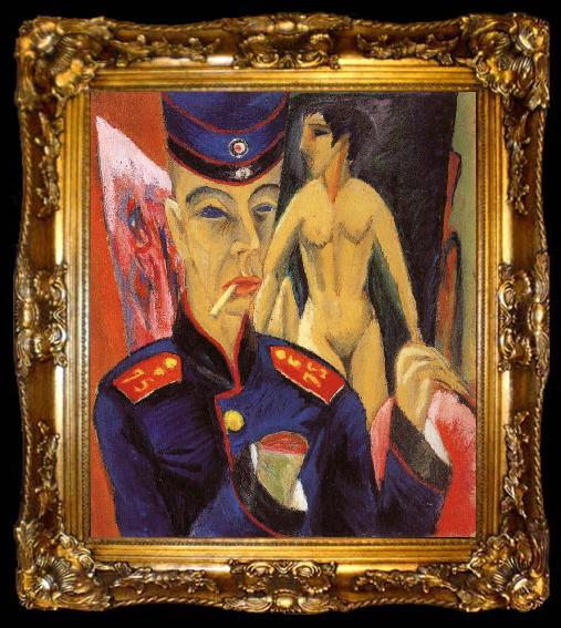 framed  Ernst Ludwig Kirchner Selbstbildnis als Soldat, ta009-2